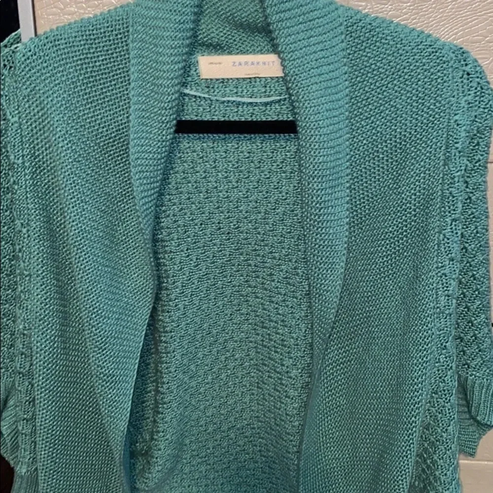 Zara Teal slouchy open knit  cardigan M - Picture 8 of 12